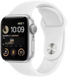Умные часы Apple Watch SE 2 LTE 40 мм (алюминиевый корпус, серебристый/белый, силиконовый ремешок) - фото