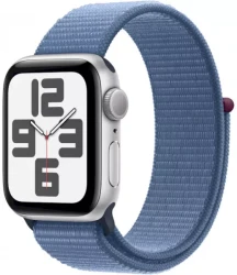 Умные часы Apple Watch SE 2023 40 мм (алюминиевый корпус, серебристый/грозовой синий, нейлоновый ремешок) - фото