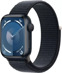 Умные часы Apple Watch Series 9 45 мм (алюминиевый корпус, полуночный/полуночный, спортивный нейлоновый ремешок) - фото