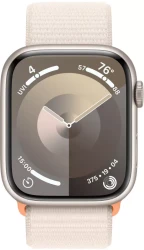 Умные часы Apple Watch Series 9 45 мм (алюминиевый корпус, звездный свет/звездный свет, спортивный нейлоновый ремешок) - фото2