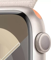 Умные часы Apple Watch Series 9 45 мм (алюминиевый корпус, звездный свет/звездный свет, спортивный нейлоновый ремешок) - фото3