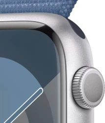 Умные часы Apple Watch Series 9 45 мм (алюминиевый корпус, серебристый/зимний синий, спортивный нейлоновый ремешок) - фото3