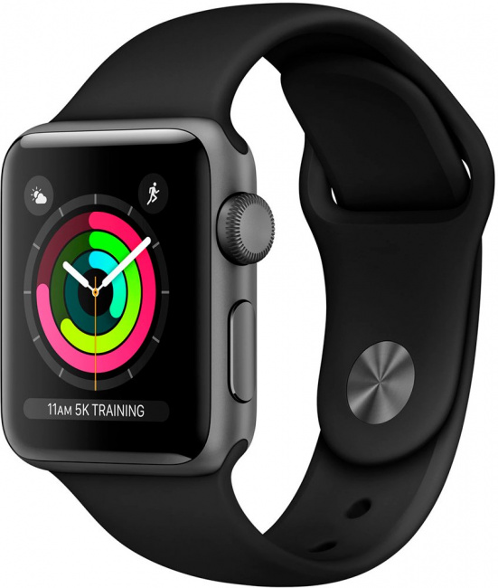 Смарт-часы Apple Watch Series 3 38mm Space Gray Aluminum Case with Black Sport Band (MTF02) - фото