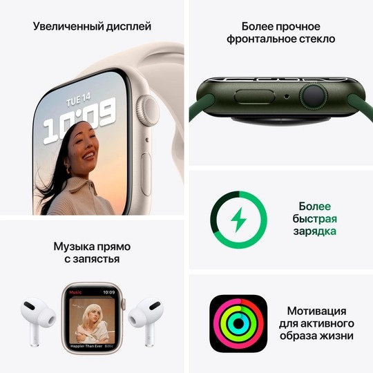 Смарт-часы Apple Watch Series 7 41mm зеленый (MKN03) - фото7