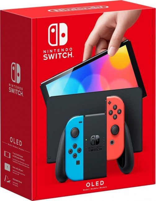 Игровая приставка Nintendo Switch OLED (черный, с неоновыми Joy-Con) - фото3