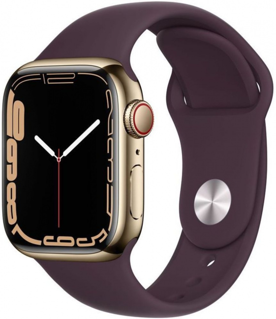 Смарт-часы Apple Watch Series 7 LTE 41 мм (сталь золото/темная вишня спортивный) - фото