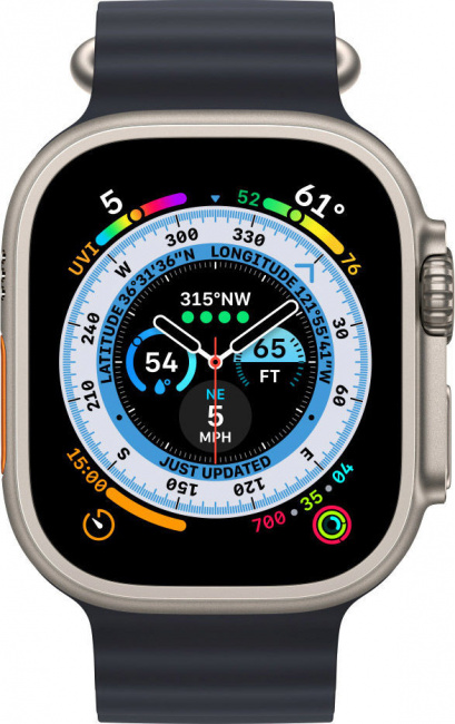 Смарт-часы Apple Watch Ultra LTE 49 мм (титановый корпус, титановый/темно-серый, ремешок из эластомера) - фото2