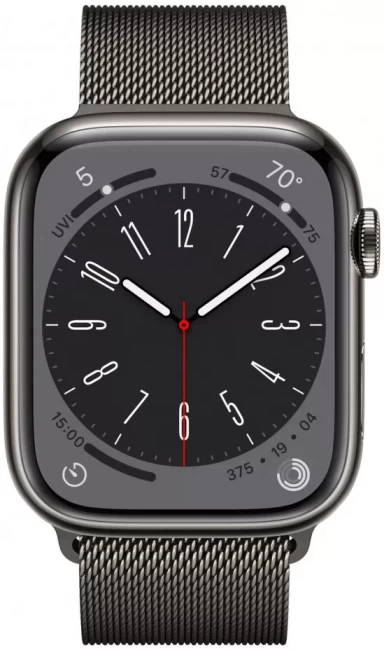 Смарт-часы Apple Watch Series 8 45 мм (корпус из нержавеющей стали, графитовый/графитовый, миланский сетчатый браслет) - фото2