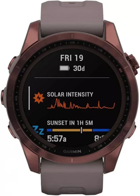 Умные часы Garmin Fenix 7S Sapphire Solar 42 мм (темно-бронзовый титан/сланцевый) - фото2