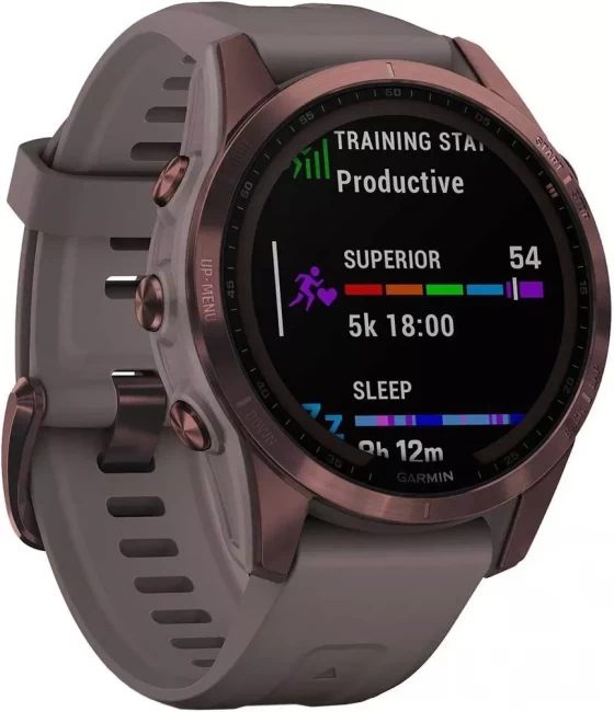 Умные часы Garmin Fenix 7S Sapphire Solar 42 мм (темно-бронзовый титан/сланцевый) - фото3