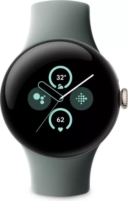 Умные часы Google Pixel Watch 2 (золотистый шампань/лесной орех, спортивный силиконовый ремешок) - фото3