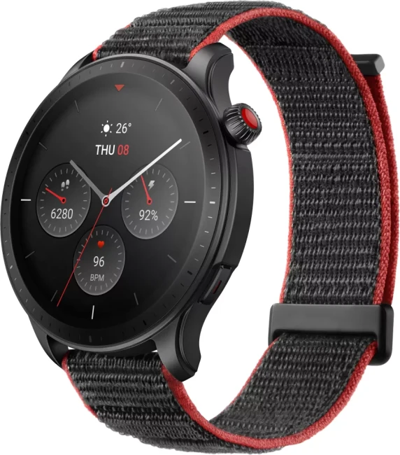 Умные часы Amazfit GTR 4 (черный, с черным нейлоновым ремешком) - фото