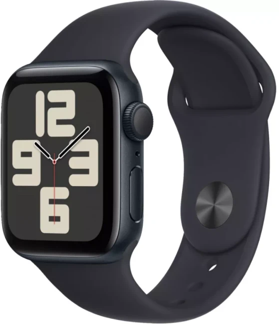 Умные часы Apple Watch SE 2023 44 мм (алюминиевый корпус, полуночный/полуночный, спортивный силиконовый ремешок)