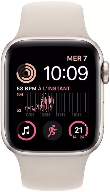 Умные часы Apple Watch SE 2 44 мм (алюминиевый корпус, звездный свет/звездный свет, спортивный силиконовый ремешок M/L) - фото2