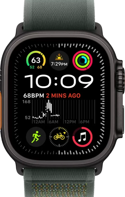 Умные часы Apple Watch Ultra 2 LTE 49 мм (титановый корпус, черный/зеленый, нейлоновый ремешок M/L) - фото2