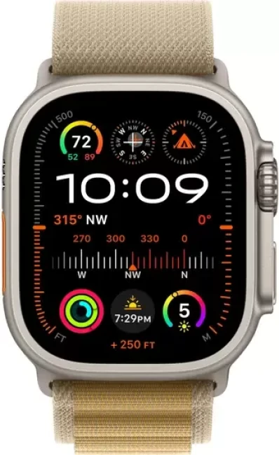 Умные часы Apple Watch Ultra 2 LTE 49 мм (титановый корпус, титановый/бежевый, ремешок из полиэстера L) - фото2