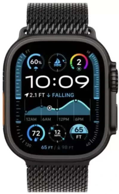 Умные часы Apple Watch Ultra 2 LTE 49 мм (титановый корпус, черный/черный, ремешок миланская петля размера L) - фото2