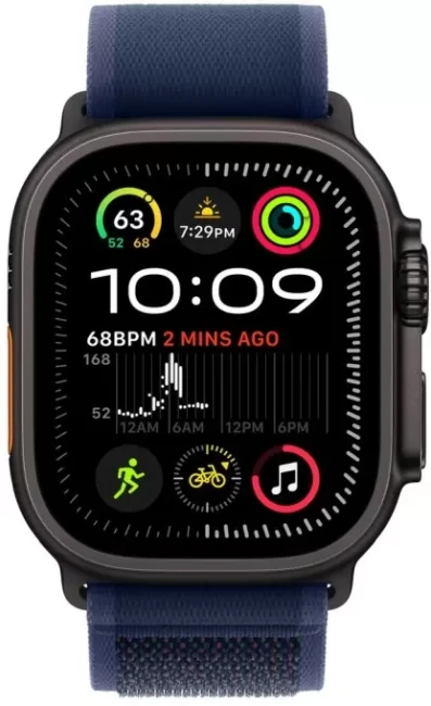 Умные часы Apple Watch Ultra 2 LTE 49 мм (титановый корпус, черный/синий, нейлоновый ремешок M/L) - фото2