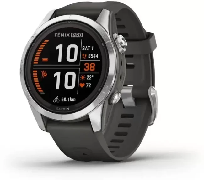 Умные часы Garmin Fenix 7S Pro Solar (серебро/графит) - фото