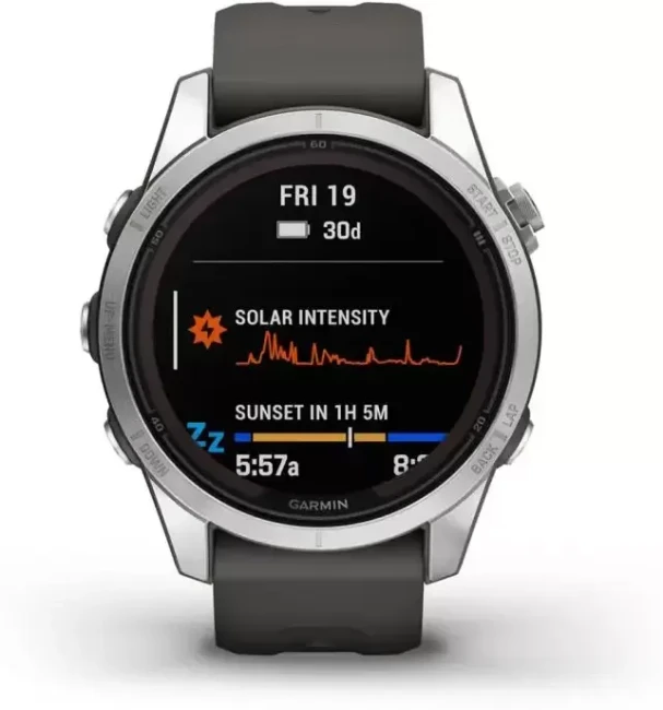 Умные часы Garmin Fenix 7S Pro Solar (серебро/графит) - фото2