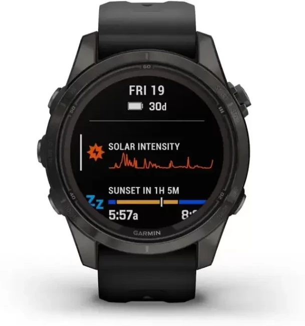 Умные часы Garmin Fenix 7S Pro Sapphire Solar (карбоново-серый титан/черный) - фото2