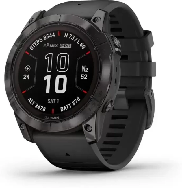 Умные часы Garmin Fenix 7X Pro Sapphire Solar (карбоново-серый титан/черный) - фото