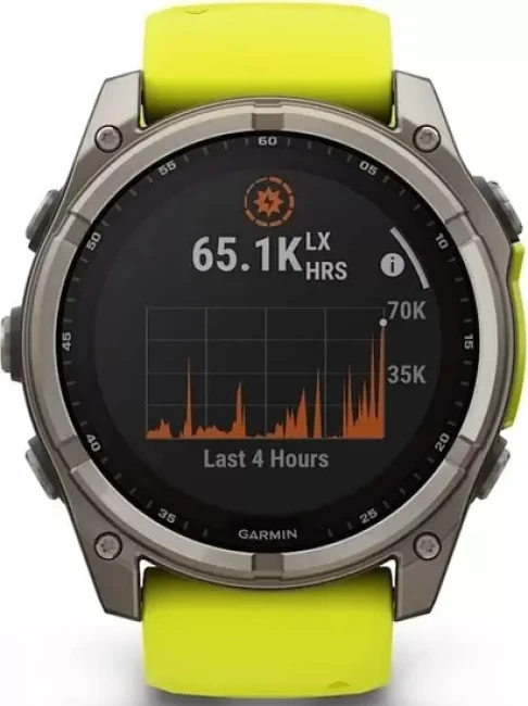 Умные часы Garmin Fenix 8 Solar, Sapphire 51мм (титановый, желтый силиконовый ремешок) - фото3