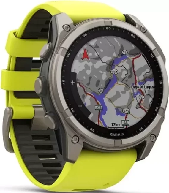 Умные часы Garmin Fenix 8 Solar, Sapphire 47мм (титановый, желтый силиконовый ремешок) - фото2