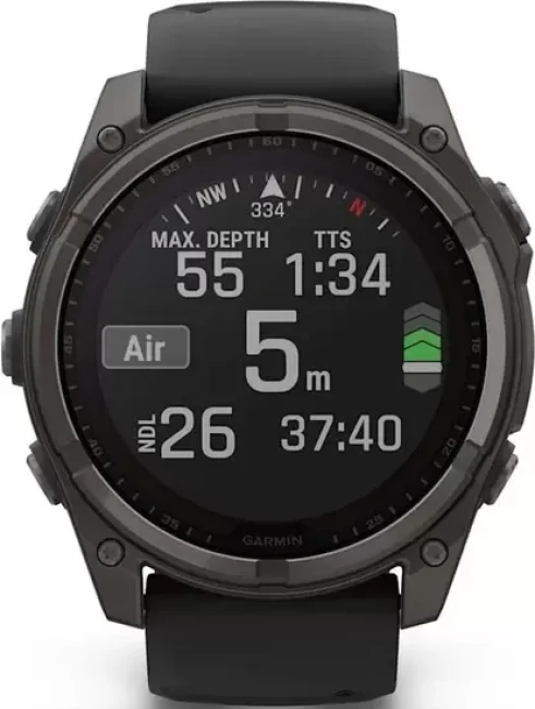 Умные часы Garmin Fenix 8 Solar, Sapphire 51мм (титановый угольно-серый с DLC-покрытием и черным ремешком) - фото7