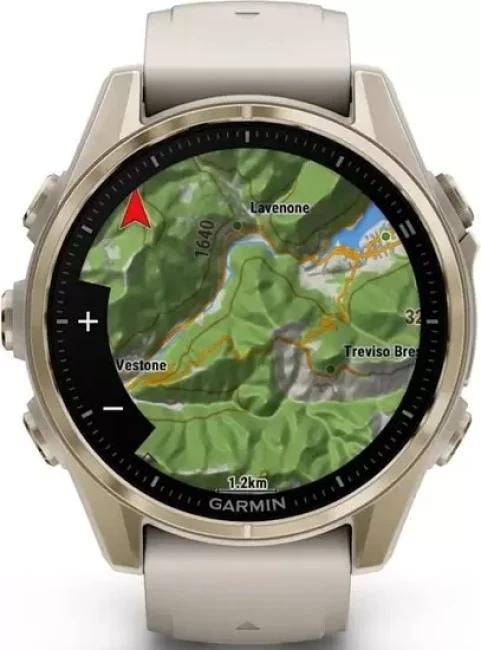 Умные часы Garmin Fenix 8 Sapphire 43мм (золотистый, дымчато-серый ремешок) - фото4