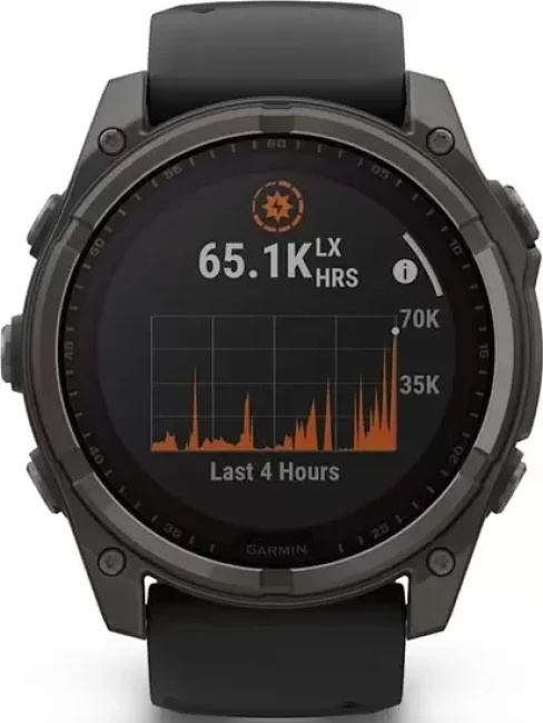 Умные часы Garmin Fenix 8 Solar, Sapphire 51мм (титановый угольно-серый с DLC-покрытием и черным ремешком) - фото3