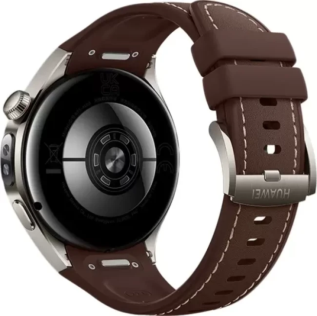 Умные часы Huawei Watch 5 46 мм (титановый, с коричневым силиконовым ремешком, международная версия) - фото2