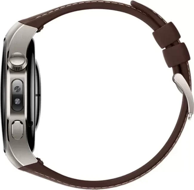 Умные часы Huawei Watch 5 46 мм (титановый, с коричневым силиконовым ремешком, международная версия) - фото4