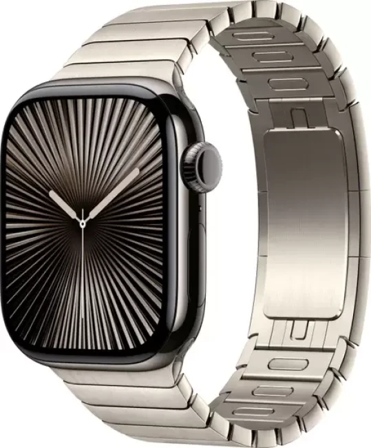 Умные часы Apple Watch Series 10 LTE 46 мм (титановый корпус, сланец/натуральный, стальной ремешок) - фото
