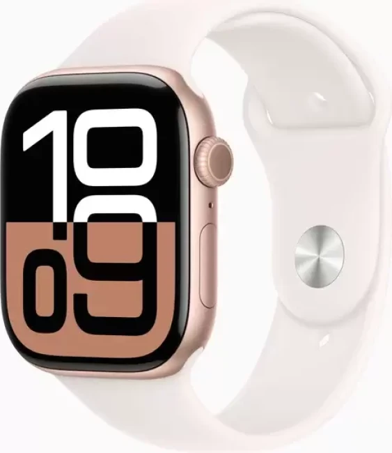 Умные часы Apple Watch Series 10 46 мм (алюминиевый корпус, розовое золото/легкие румяна, спортивный силиконовый ремешок M/L)