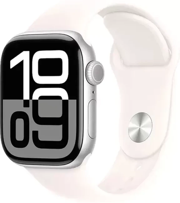 Умные часы Apple Watch Series 10 42 мм (алюминиевый корпус, серебристый/легкие румяна, спортивный силиконовый ремешок S/M)