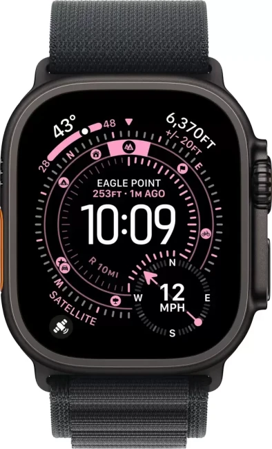 Умные часы Apple Watch Ultra 3 LTE 49 мм (титановый корпус, титановый/черный, текстильный ремешок размера L) - фото2