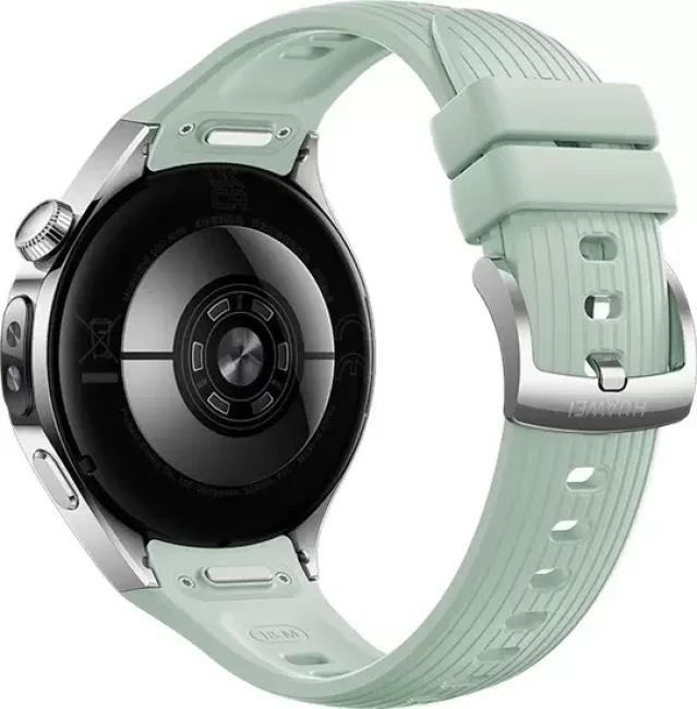 Умные часы Huawei Watch 5 42 мм (серебристый, с зеленым силиконовым ремешком, международная версия) - фото4