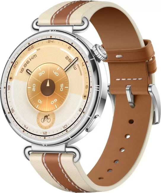 Умные часы Huawei Watch GT 6 41 мм (серебристый, с коричневым кожаным ремешком, международная версия) - фото