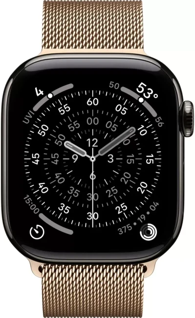 Умные часы Apple Watch Series 11 LTE 42 мм (титановый корпус, сланец/золотистый, миланская петля) - фото2