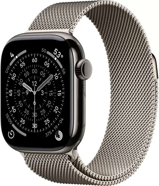 Умные часы Apple Watch Series 11 LTE 42 мм (титановый корпус, сланец/природный, миланская петля) - фото
