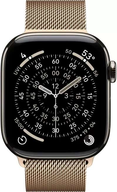 Умные часы Apple Watch Series 11 LTE 42 мм (титановый корпус, природный/золотистый, миланская петля) - фото2