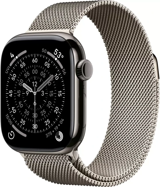 Умные часы Apple Watch Series 11 LTE 46 мм (титановый корпус, сланец/природный, миланская петля) - фото