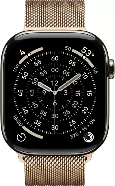 Умные часы Apple Watch Series 11 LTE 46 мм (титановый корпус, природный/золотистый, миланская петля) - фото2