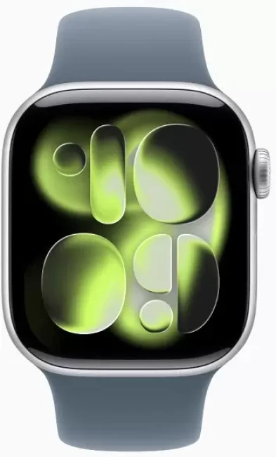 Умные часы Apple Watch Series 11 46 мм (алюминиевый корпус, серебристый/синий, спортивный силиконовый ремешок) - фото2