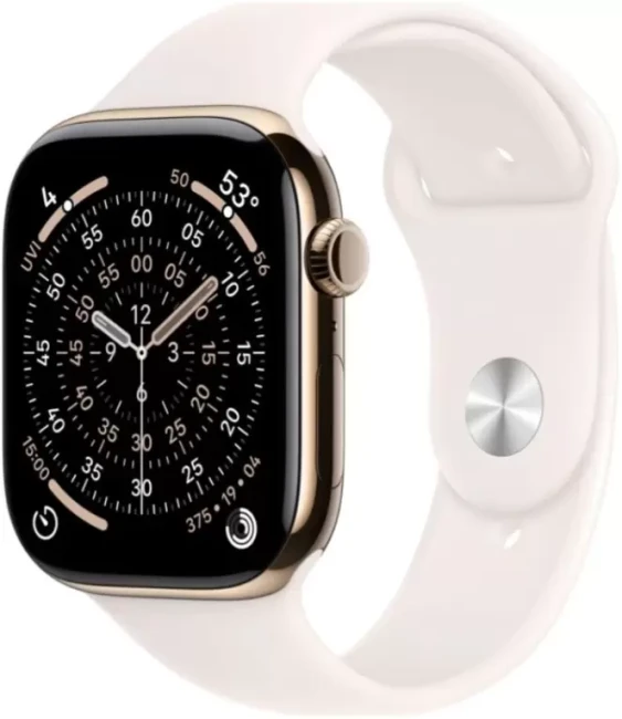 Умные часы Apple Watch Series 11 LTE 46 мм (титановый корпус, золотистый/легкие румяна, спортивный силиконовый ремешок M/L)