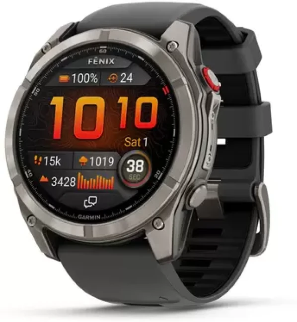Умные часы Garmin Fenix 8 Pro 51мм (титановый, черный силиконовый ремешок)