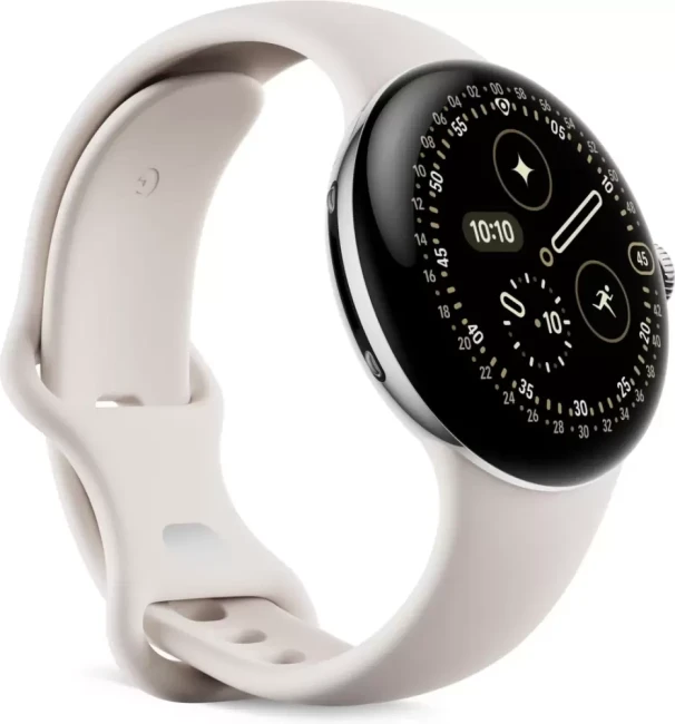 Умные часы Google Pixel Watch 4 41 мм (глянцевый серебристый/фарфор, спортивный силиконовый ремешок) - фото2