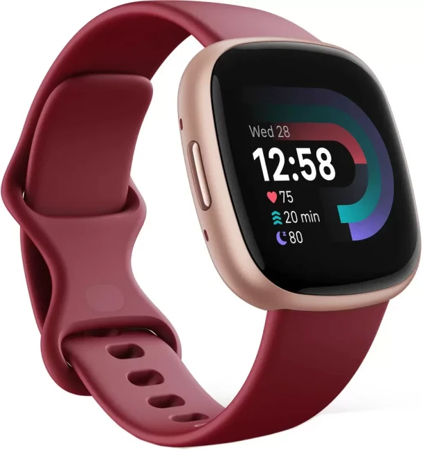 Умные часы Fitbit Versa 4 (бордовый/золотистый алюминий) - фото