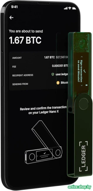 Аппаратный криптокошелек Ledger Nano X (темно-зеленый) - фото5